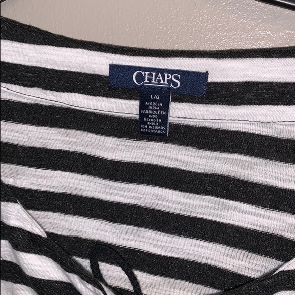 Chaps black and white striped lace up t-shirt - Picture 5 of 5